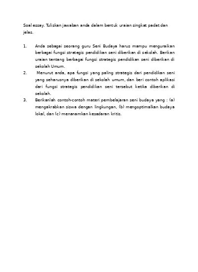 Contoh Soal Essay Seni Budaya Kelas 7 Semester 2 57 Koleksi Gambar