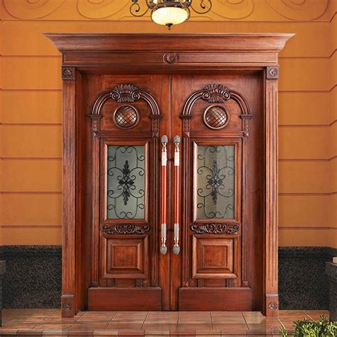 Modern Flower Engrave Wooden Main Entrance Doors Designs Exterior ...