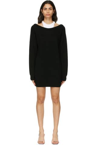 Alexanderwang T Black Merino Bi Layer Dress Ssense