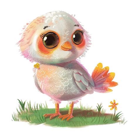 Premium Vector Cute Chick White Watercolor Illustration 2