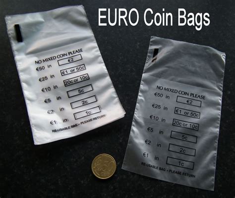 X Plastic Money Euro Coin Bank Bags No Mixed Coins New And