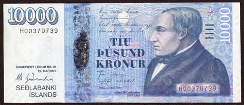 Iceland 10000 Icelandic Krona Banknote 2001world Banknotes And Coins