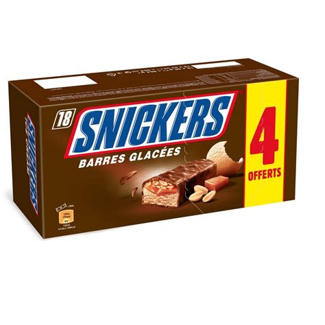 Snickers Barre Glacée Enrobée De Caramel Et Cacahuètes 18 Pièces 864g