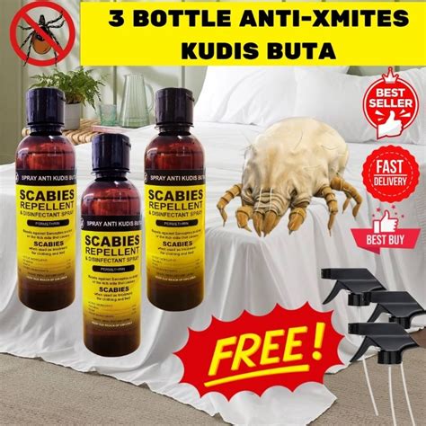 3 Bottle Spray Kudis Buta Xmites 250ml Berkesan Hama Gatal Kulit