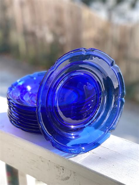 Cobalt Blue Glass Salad Plates Luncheon Plates Blue Glass Plates Cobalt