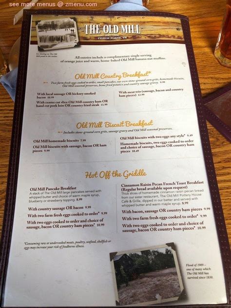 Online Menu Of Old Mill Restaurant Restaurant Pigeon Forge Tennessee