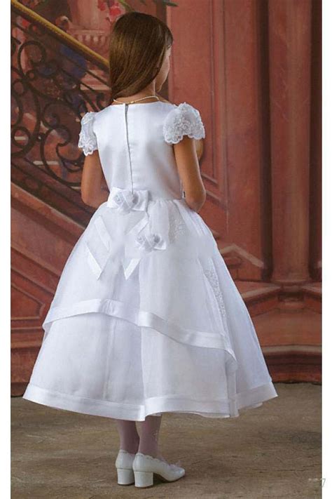 Long First Communion Dress Tea Length Flower Girls Dresses Size 2 14