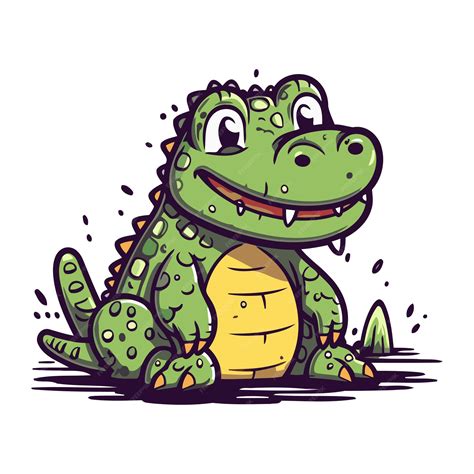 Premium Vector Cute Crocodile Cartoon Vector Illustration Of A Cute