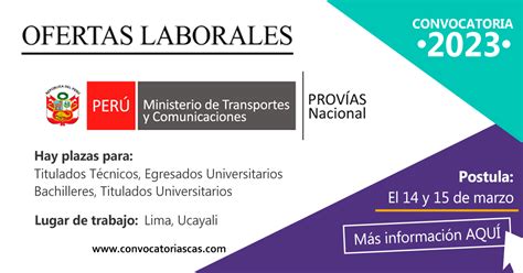 Convocatoria Provias Nacional Cas Plazas Administraci N