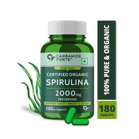 100 Organic Spirulina Tablets 2000mg Per Serving 180 Tablets At Rs