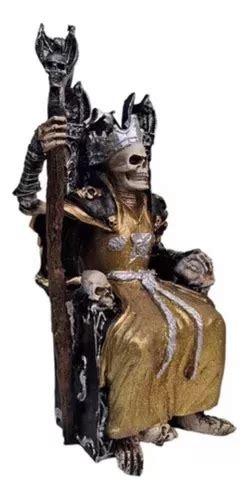 Santa Muerte Reyna En Trono Riqueza Curada Cm Resina En