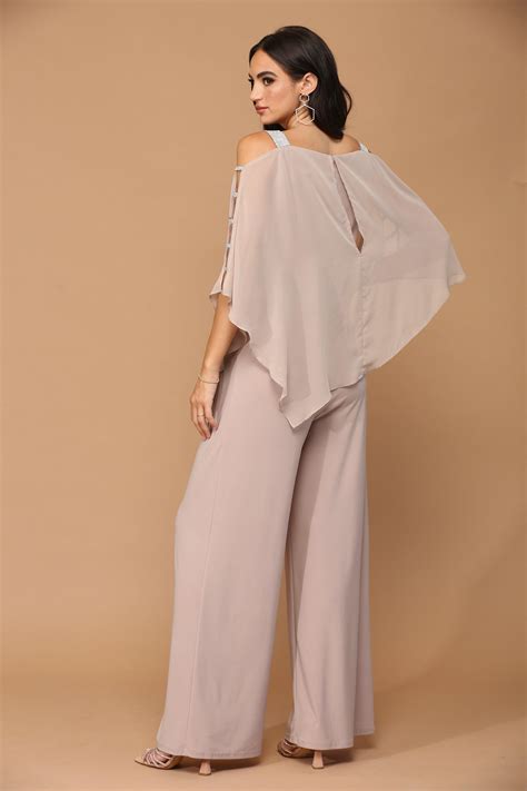 Formal Chiffon Cape Overlay Jumpsuit The Dress Outlet