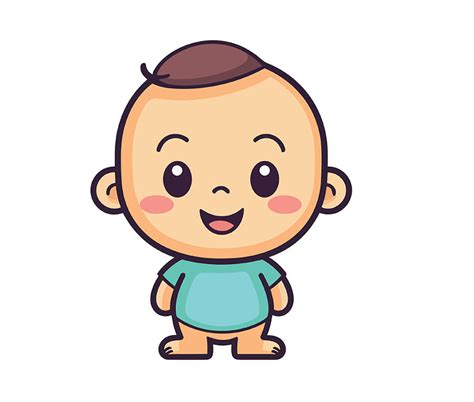 Baby Clipart-cartoon baby boy with a blue shirt and brown hair