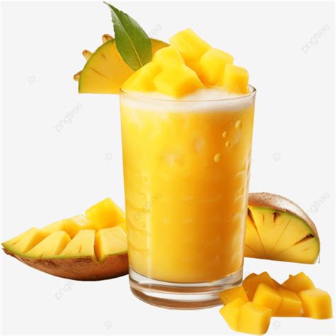 Glass Of Mango Smoothie Isolated Refreshing Fruit Beverage Tropical