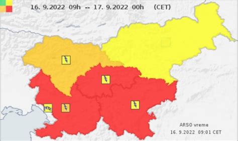 Rdeče vremensko opozorilo tudi za JV Slovenijo in Posavje