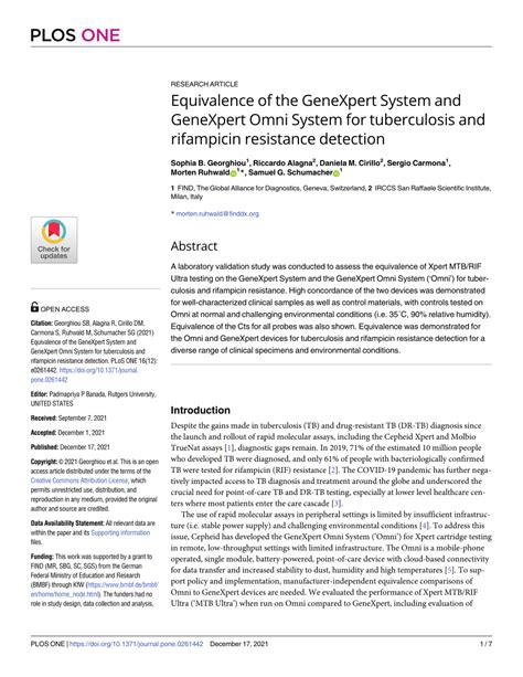 PDF Equivalence Of The GeneXpert System And GeneXpert Omni System For