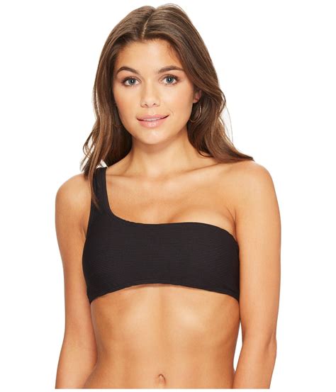 Billabong Synthetic Tanlines One Shoulder Bikini Top In Black Lyst