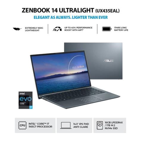 Jual Asus Zenbook Ultralight Ux Eal I G Gb Tb Fhd W