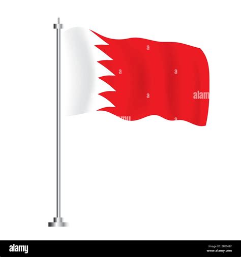 Bahrain Flag Isolated Wave Flag Of Bahrain Country Vector