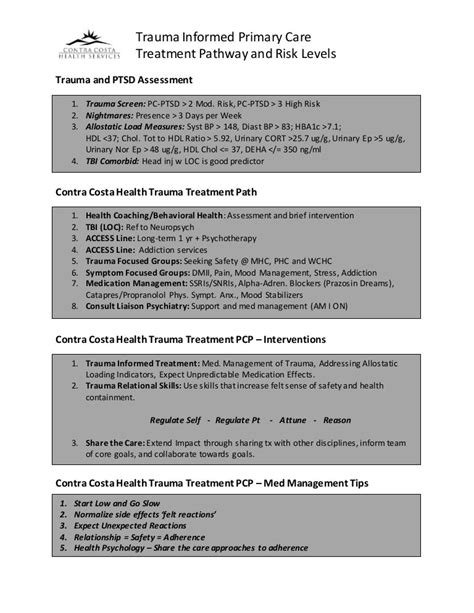 PTSD One Page Assessment and Treatment Path