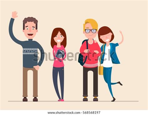 Vector Set Students Vector Flat Stock Vector Royalty Free 568568197