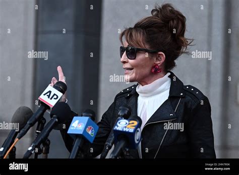 Former Alaska Gov Sarah Palin Speaks To The Media As She Leaves The U