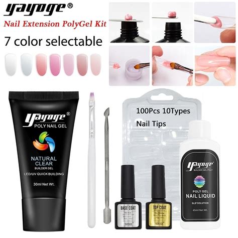 Yayoge 7pcs Set Poly Gel Set Soak Off Led Quick Nail Extension Builder