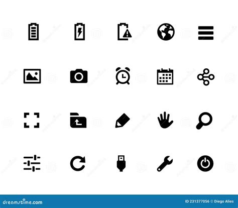 web mobile icons   pixels icons white series stock vector