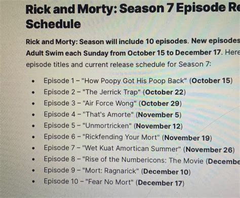 Rick and Morty Season 7 Episode Guide : r/rickandmorty