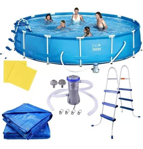 Piscina Armação 13000l Filtro Cobertura Lona E Escada Belfix 110V