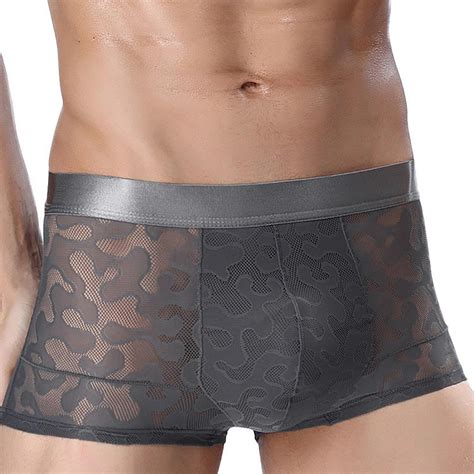 Harpily Men Underwear Ice Silk Pattern Flat Angle Perspective Sexy