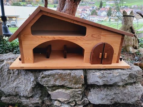 Stall Holzstall Bauernhof Spielba Massiv Holz Tiere Swiss Kaufen Auf