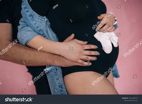 Man Hugs Stylish Pregnant Naked Woman Stock Photo Edit Now