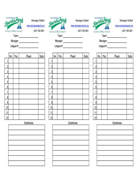 Softball Lineup Cards Templates Calep Midnightpig Co Pertaining To