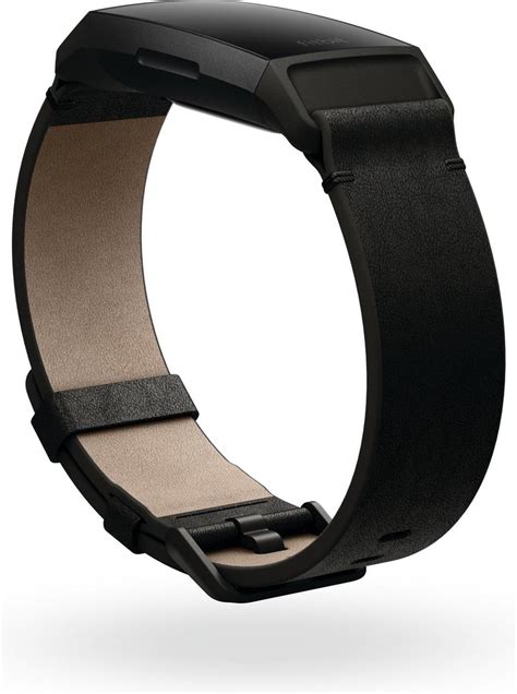 Fitbit Charge HR 4 Leather Band Black Large Bol