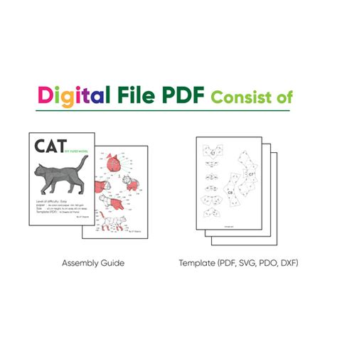 Cat Paper Craft, Digital Template, Origami, PDF Download DIY - Inspire Uplift