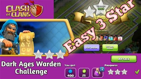 Easy 3 Star Dark Ages Warden Challenge Clash Of Clans Clashofclans