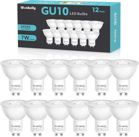 Wonkelly Ampoules Led Gu10 Blanc Froid 6000k 7w Équivalent Halogène