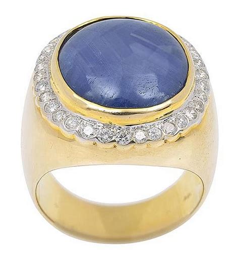 Star Sapphire And Diamond Ring In 18ct Gold Rings Jewellery