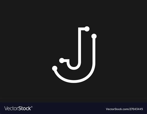 Alphabet Letter J Black And White Logo Design Vector Image