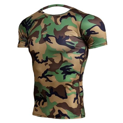 Army Green Camo T Shirts Men Fitness Compression Shirts Short Sleeve T