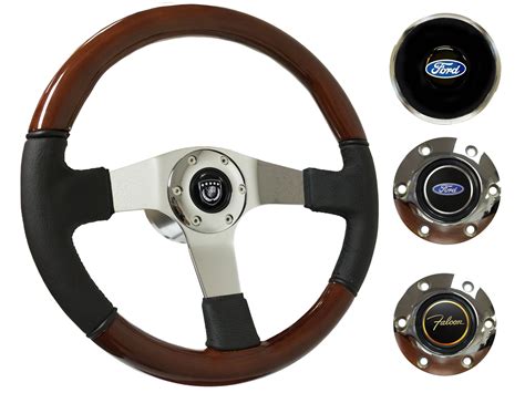 1965 69 Ford Falcon Steering Wheel Kit Mahogany Wood Leather St3