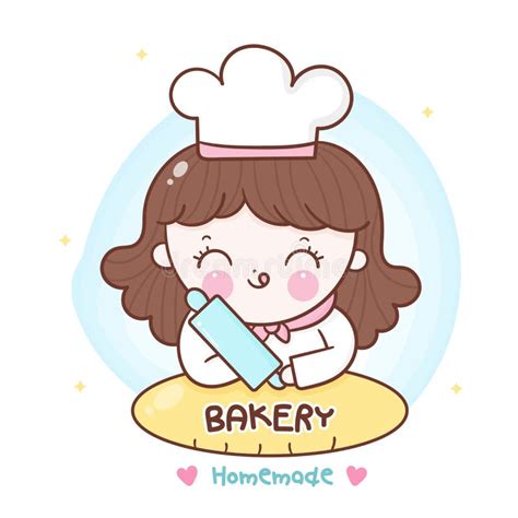 Cute Girl Vector Kawaii Bakery Shop Logo Cartoon Kid Dessert Series