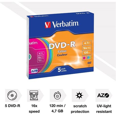 Verbatim Dvd R Blank Recordable Discs 120 Min 47gb 16x Speed 51025