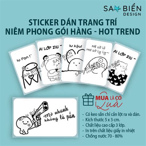 Set Sticker tem dán mini trang trí niêm phong gói hàng HOT TREND x Cm In tem dán Sao
