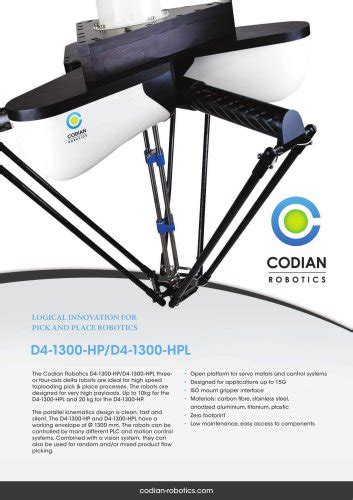 Tous Les Catalogues Et Fiches Techniques PDF Codian Robotics