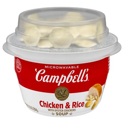 Save On Campbells Chicken And Rice With Oyster Crackers Soup Microwavable Cup Order Online