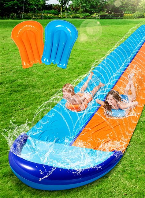 Syncfun 32 5ft Double Water Slide And 2 Inflatable Boards Heavy Duty