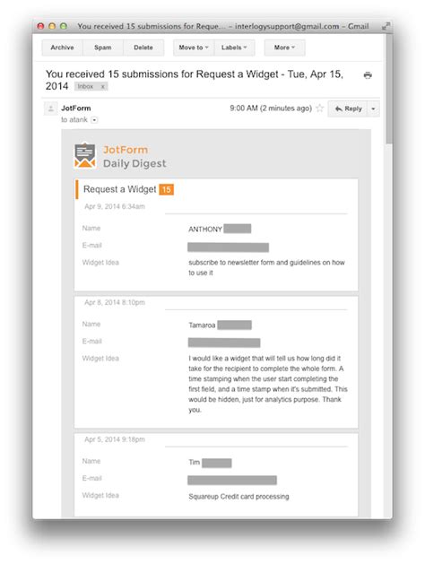 Daily Digest Emails For Your Forms The Jotform Blog