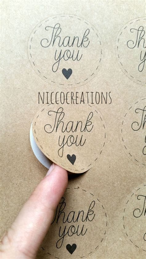 12 Kraft Labels Thank You Stickers Packaging Labels Envelope Seal